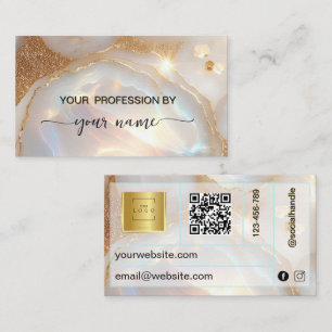 Minimalist Elegant script Opal Stone Business Card