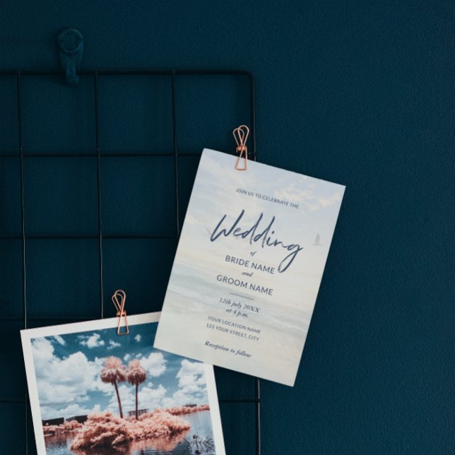 Minimalist Elegant Script Photo Beach Wedding (Creator Uploaded)