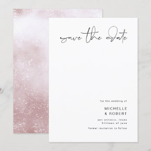 Minimalist Elegant Script Rose Gold Save The Date Invitation
