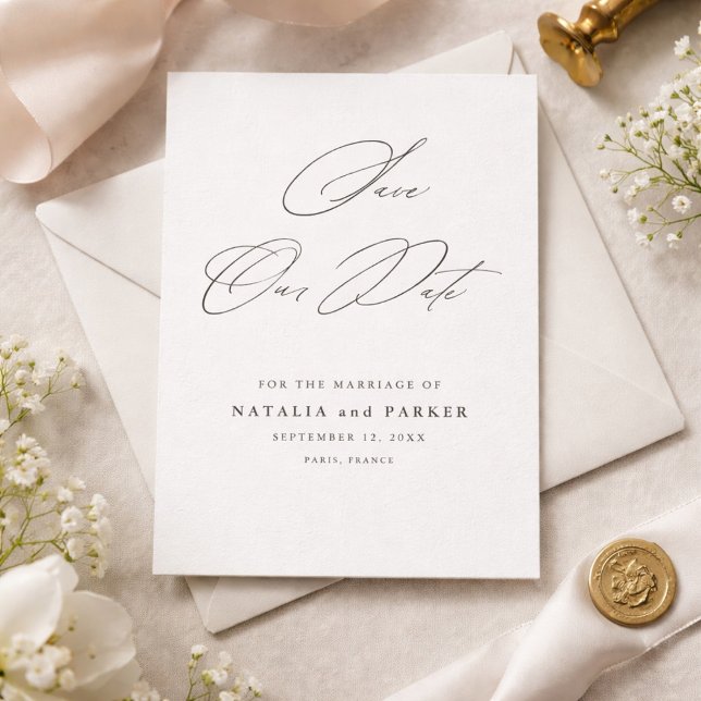 Minimalist Elegant Script Save the Date (Creator Uploaded)