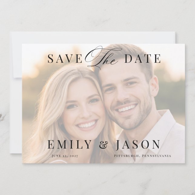 Minimalist Elegant Script Save the Date Card (Front)