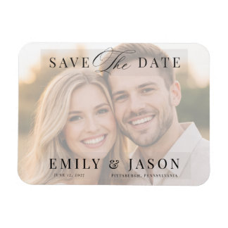 Minimalist Elegant Script Save the Date Card Magnet