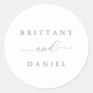Minimalist Elegant Script Wedding Envelope Classic Round Sticker