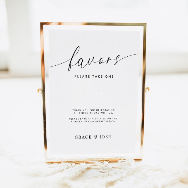 Minimalist Elegant Script Wedding Favours Sign (Favors Sign)
