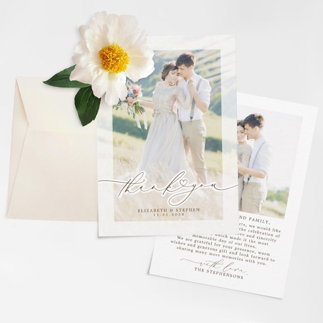 Minimalist Elegant Script Wedding Photo Thank You (Creator Uploaded)