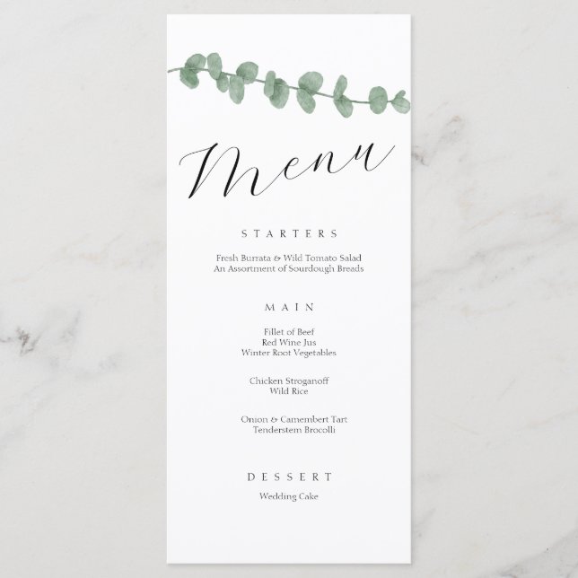 Minimalist Elegant Simple Calligraphy Wedding Menu (Front)