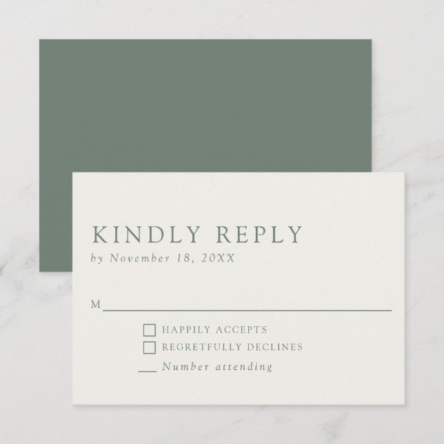 Minimalist Elegant Simple & Clean Kindly Reply RSVP Card (Front/Back)