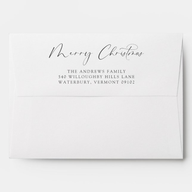 Minimalist Elegant Simple Merry Christmas Envelope (Back (Top Flap))