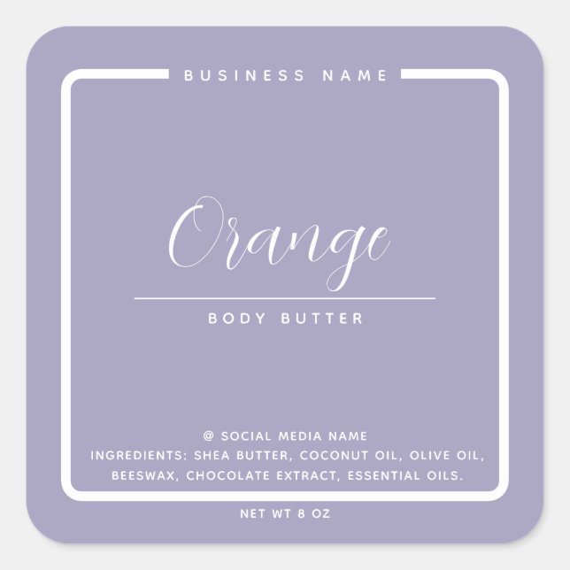 Minimalist elegant simple modern wraparound  square sticker (Front)