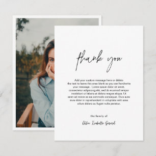 Minimalist Elegant Simple Photo Modern Funeral Thank You Card
