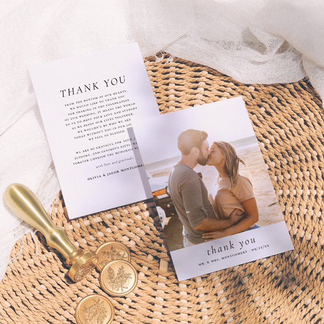 Minimalist & Elegant Simple Photo Wedding Thank You Card (Creator Uploaded)