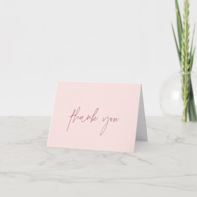 Minimalist Elegant Simple Pink Minimal Modern Thank You Card (Front)