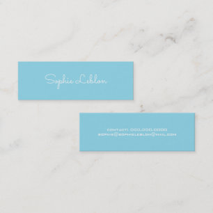 Minimalist Elegant Simple Script Name Light-Blue Mini Business Card