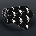 Minimalist Elegant Skiers Winter Black White Tie<br><div class="desc">Cool winter themed skier pattern design. Alpine skiers skiing in vintage retro ski suits. Wonderful winter sport fun gift for a skier in your circle of friends, co-workers or family. Whimsical skiers artwork illustration design. Skiers skiing ski home decor, Ski team, ski coach gift. Skiers skiing ski skis neck tie...</div>