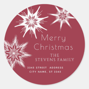 Minimalist elegant snowflakes  Merry Christmas  Classic Round Sticker