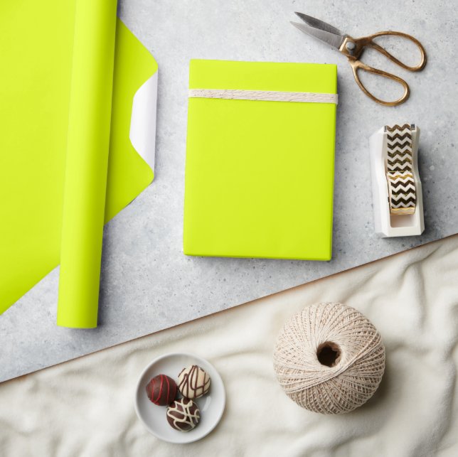 Minimalist Elegant Solid Chartreuse yellow Plain Wrapping Paper (Crafts)