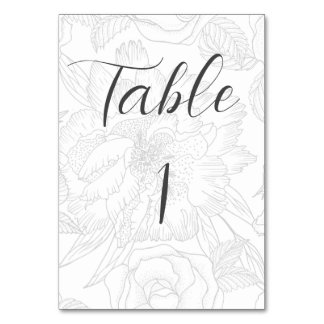 Minimalist, elegant Table number, sitting shart. Number