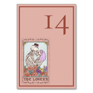 Minimalist Elegant Tarot Skeleton Wedding  Table Number