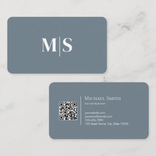 Minimalist Elegant Teal Green Initials QR Code Business Card