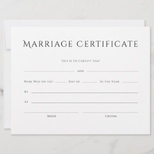 Minimalist Elegant Text Marriage Certificate