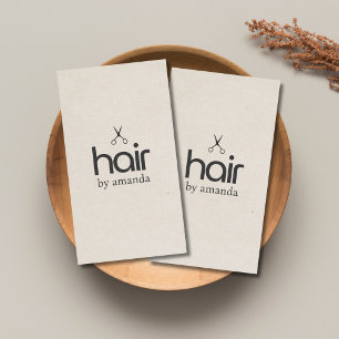 Minimalist Elegant Texture Beige Bold Scissor Hair Business Card