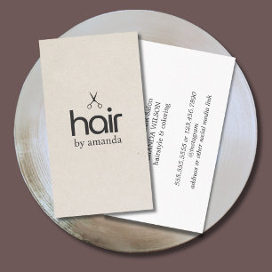 Minimalist Elegant Texture Beige Bold Scissor Hair Business Card