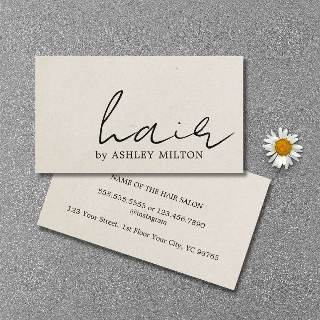 Minimalist Elegant Texture Beige Hairstylist  Business Card (Creator Uploaded)