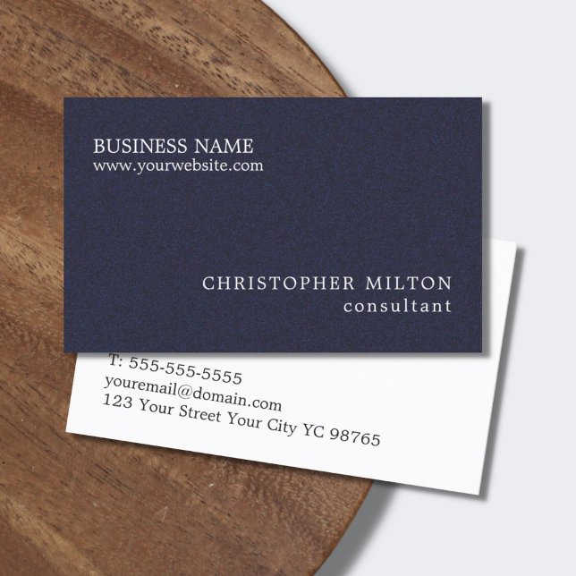 Minimalist Elegant Texture Blue White Consultant Business Card (Creator Uploaded)