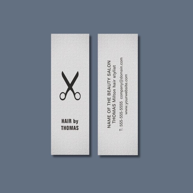 Minimalist Elegant Texture Light Grey Hair Stylist Mini Business Card (Creator Uploaded)