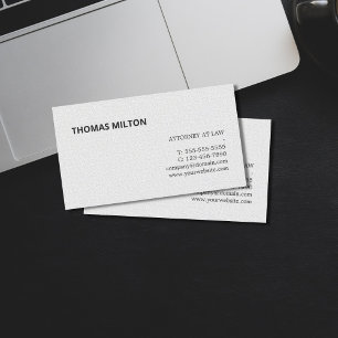 Minimalist Elegant Texture White Attorney at law Business Card