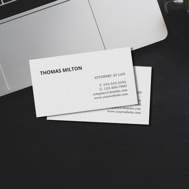 Minimalist Elegant Texture White Attorney at law Business Card (Creator Uploaded)