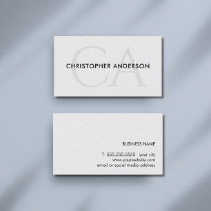 Minimalist Elegant Texture White Bold Monogram Business Card