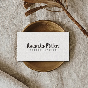 Minimalist Elegant Texture White Makeup Artist Business Card
