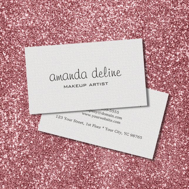 Minimalist Elegant Texture White Makeup Artist Business Card (Creator Uploaded)