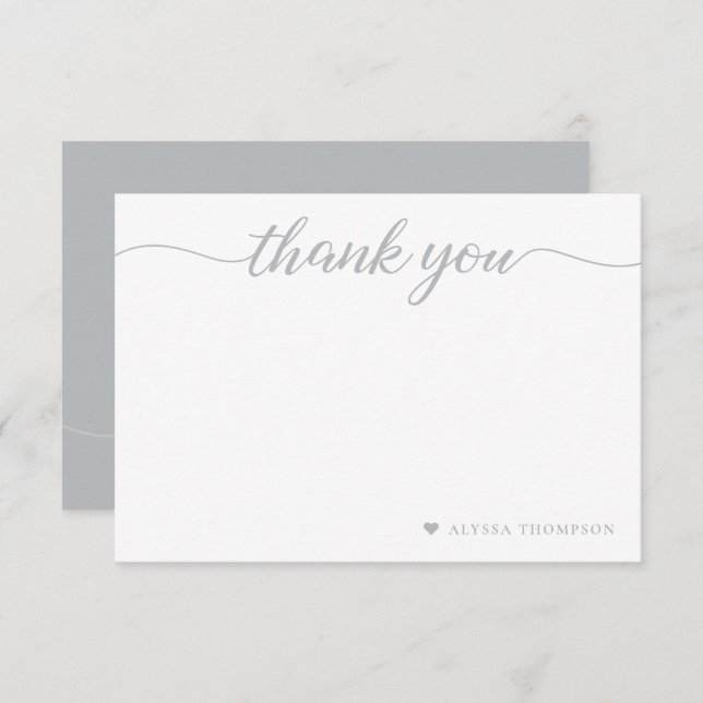 Minimalist Elegant Thank you Script Personalised Card (Front/Back)