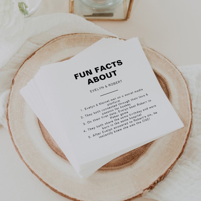 Minimalist Elegant Trivia Fun Facts Wedding   Napkin (Creator Uploaded)