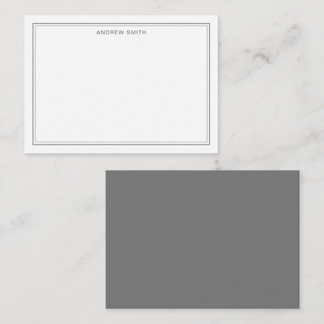 Minimalist Elegant Two Border Professional Grey Card (Front/Back)