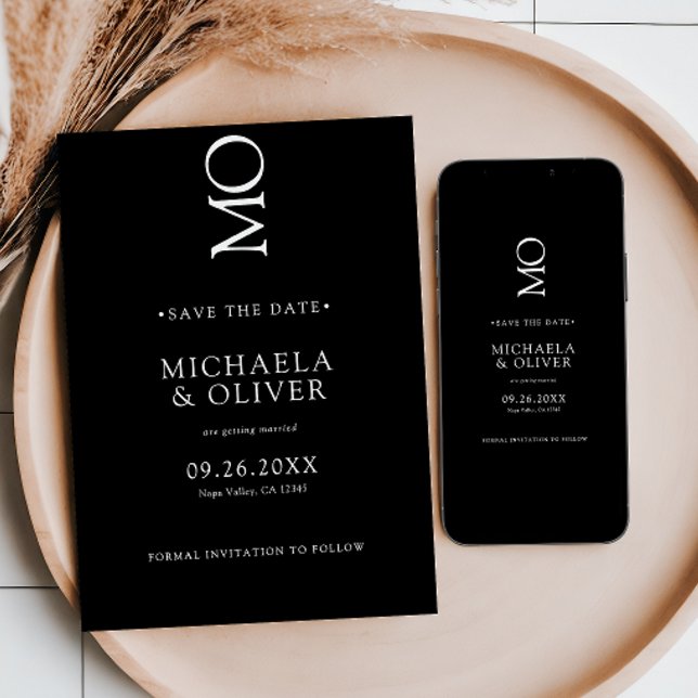 Minimalist Elegant Typography Monogram Wedding Save The Date (Creator Uploaded)