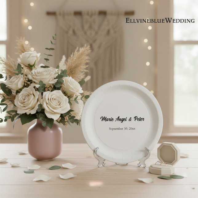 Minimalist Elegant Typography Wedding Paper Plate (Creator Uploaded)