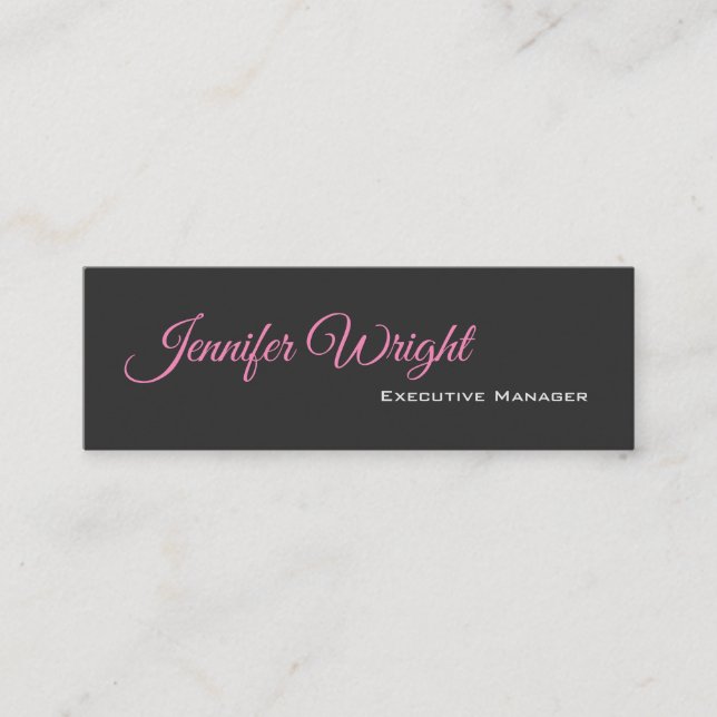 Minimalist elegant unique modern grey plain mini business card (Front)