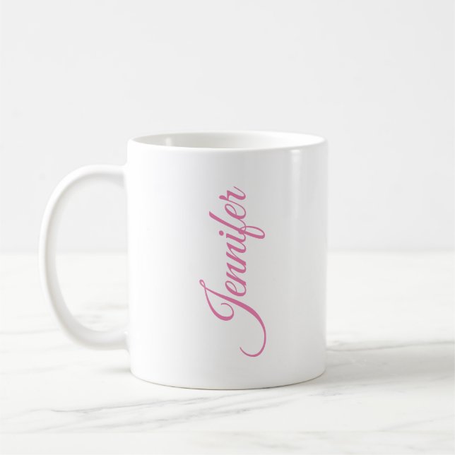 Minimalist elegant unique modern plain name coffee coffee mug (Left)