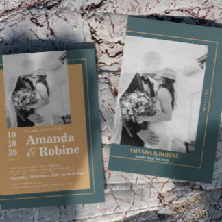 Minimalist Elegant Veil Kiss Photo Wedding Invitation