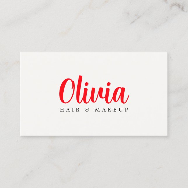 Minimalist Elegant Warm White Red Bold Beauty Business Card (Front)