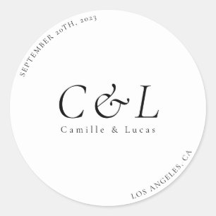 Minimalist & elegant wedding classic round sticker