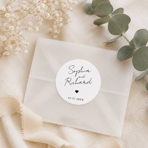 Minimalist Elegant Wedding Classic Round Sticker