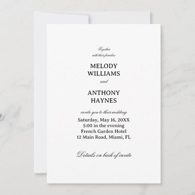Minimalist Elegant Wedding Design Invitation (Front)
