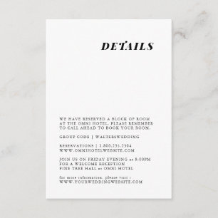 Minimalist elegant wedding detail card