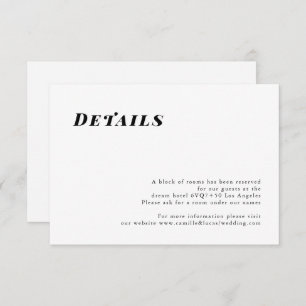 Minimalist Elegant Wedding Details card