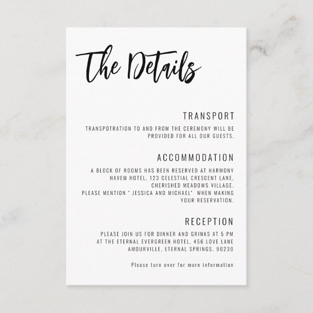 💍 Minimalist Elegant wedding details Enclosure Card (Front)