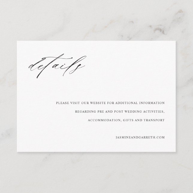 Minimalist Elegant Wedding Enclosure Details Card (Front)